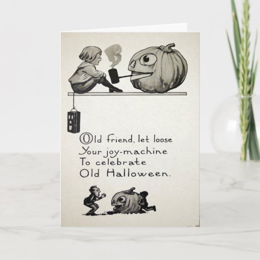 Vintage Halloween-Friendcard Feiertagskarte (Vorderseite)