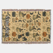 Vintage-Halloween-Frosch-Muster-Name Decke (Vorderseite)