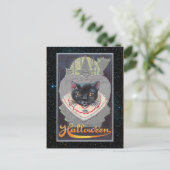 Vintage Halloween-Funnycat-Illustration Postkarte (Stehend Vorderseite)