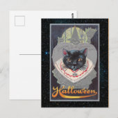 Vintage Halloween-Funnycat-Illustration Postkarte (Vorne/Hinten)