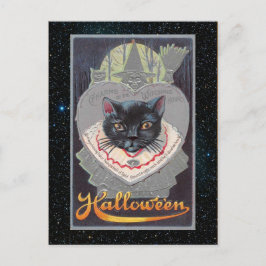Vintage Halloween-Funnycat-Illustration Postkarte
