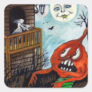 Vintage Halloween Geist Feiertag Mond Aufkleber