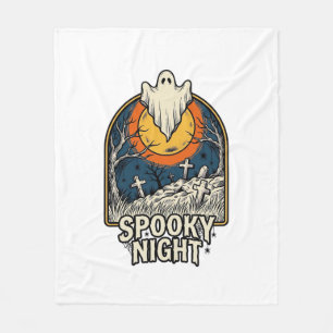 Vintage-Halloween-Geist-Friedhofs-Gravur-Shirt_ Fleecedecke