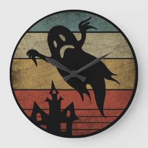 Vintage-Halloween-Geist Große Wanduhr