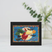 Vintage Halloween-Geist-Hexenkarte Postkarte (Stehend Vorderseite)