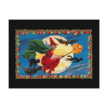 Vintage Halloween-Geist-Hexenkarte