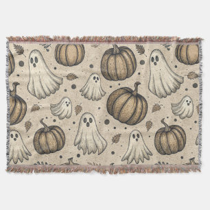 Vintage-Halloween-Geist-Kürbis-rustikales Pergamen Decke