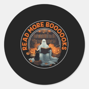 Vintage Halloween-Geist Mehr Bücher lesen Schwarze Runder Aufkleber