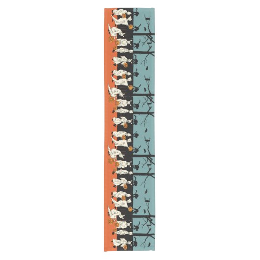 Vintage Halloween-Geist-Parade Kurzer Tischläufer (Vorderseite)