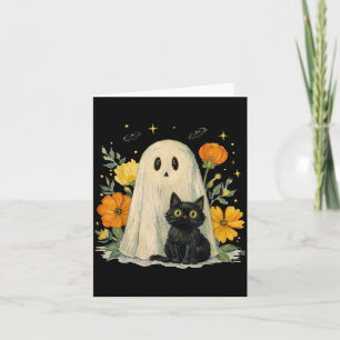 Vintage Halloween Geist Schwarze Katze Groovy Flor Karte