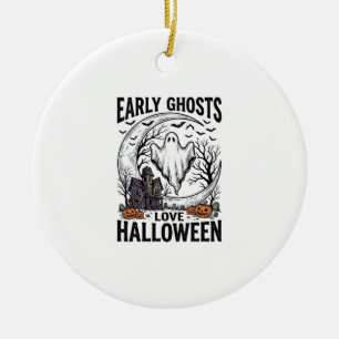 Vintage-Halloween-Geist-verlassener-Mond-Gravur-Ku Keramik Ornament
