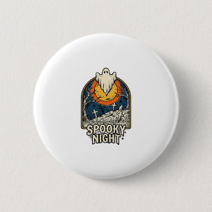 Vintage-Halloween-Geister-Friedhof-Gravur-Shirt_ Button