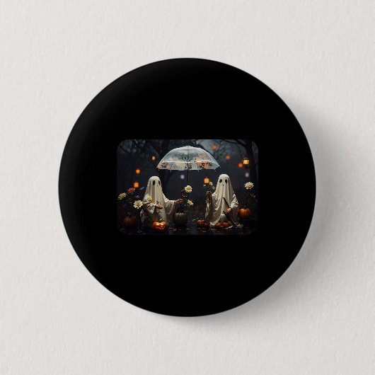 Vintage Halloween-Geister im Wald Button (Vorderseite)