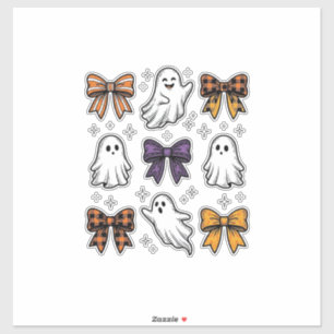 Vintage-Halloween-Geister und -Schleifen-Shirt-Des Aufkleber