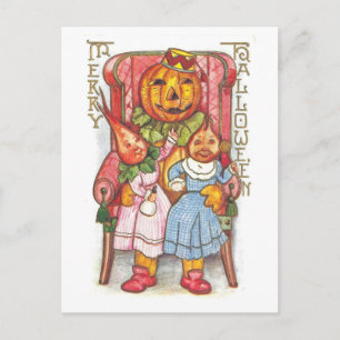 Vintage Halloween-Gemüsefamilie Postkarte