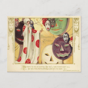 Vintage Halloween-Gesichter Postkarte