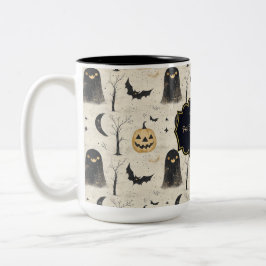 Vintage Halloween-Gespenster & Jack-O'-Lantern Cus Zweifarbige Tasse