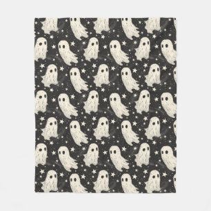 Vintage-Halloween-Gespenster- und Sterne-Muster Fleecedecke
