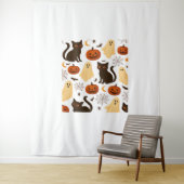 Vintage Halloween Ghost & Black Cat Pattern Klasse Wandteppich (Beispiel)