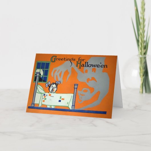 Vintage Halloween-Ghost-Karte Feiertagskarte (Vorderseite)