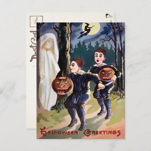 Vintage Halloween-Ghost-Postkarte Postkarte (Vorne/Hinten)