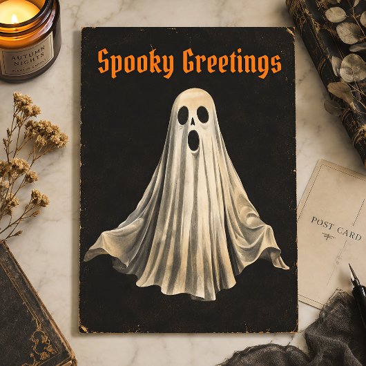 Vintage Halloween Ghost Spooky-Saison Postkarte