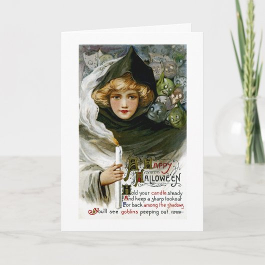 Vintage Halloween-Girl Karte (Vorderseite)