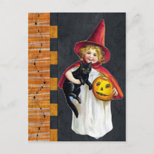Vintage Halloween-Girl Postkarte