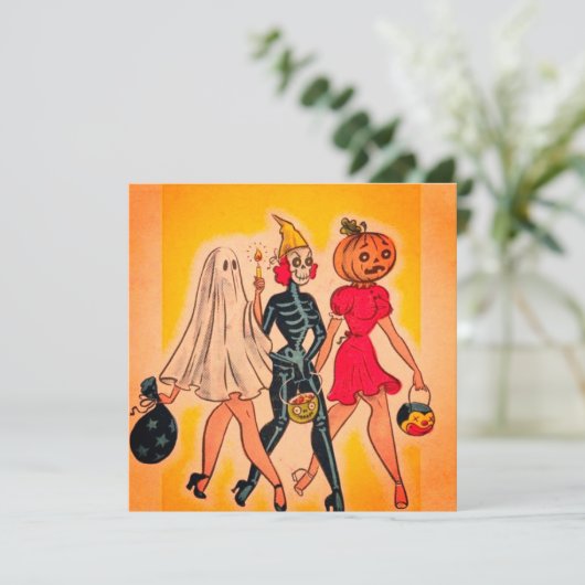 Vintage Halloween-Girls-Trick oder -Behandlung (Stehend Vorderseite)