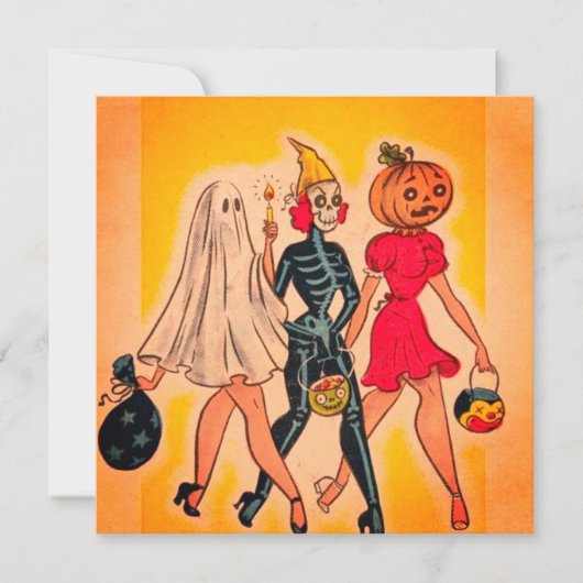 Vintage Halloween-Girls-Trick oder -Behandlung (Vorderseite)