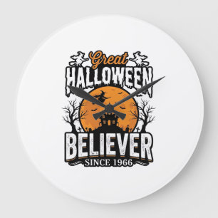 Vintage-Halloween-Gläubiger seit 1966 Grafik_1 Große Wanduhr