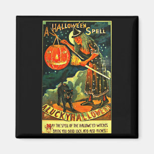 Vintage Halloween Grafische Leichte KostümHexe und Magnet