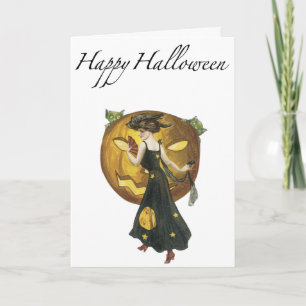 Vintage Halloween Greetings Card Karte