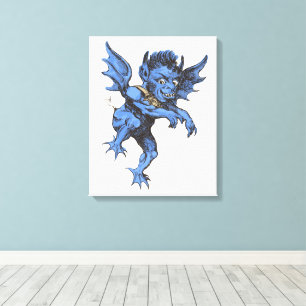 Vintage Halloween, gruseliger böser Gargoyle-Dämon Leinwanddruck