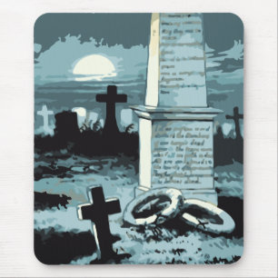 Vintage Halloween, gruseliger Friedhof mit Gräbern Mousepad
