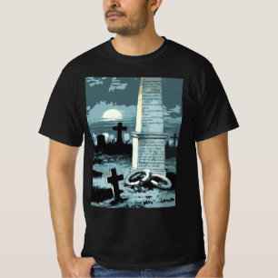 Vintage Halloween, gruseliger Friedhof mit Gräbern T-Shirt