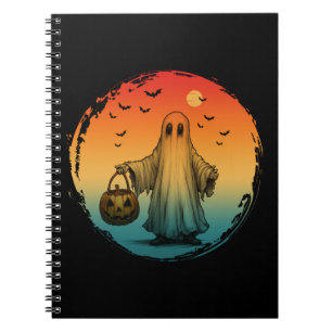 vintage Halloween gruseliger Geist Kürbis Fledermä Notizblock
