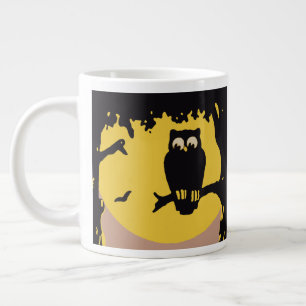Vintage Halloween, gruseliger Uhu im Baum mit Mond Jumbo-Tasse