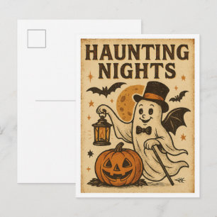 Vintage Halloween Gruselnächte Postkarte