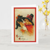 Vintage Halloween-Gruß-Karte Karte (Gelbe Blume)