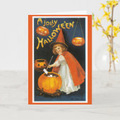 Vintage Halloween-Gruß-Karte Karte (Gelbe Blume)