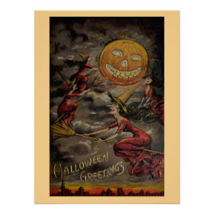 Vintage-Halloween-Gruß Poster