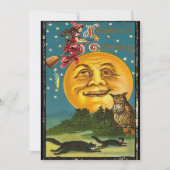 Vintage Halloween-Grüße auf Broom (Vorderseite)