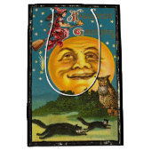 Vintage Halloween-Grüße auf Broom Mittlere Geschenktüte (Vorderseite)