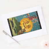 Vintage Halloween-Grüße auf Broom Rechteckiger Aufkleber (Umschlag)