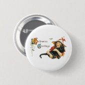 Vintage Halloween-Grüße Button (Vorne & Hinten)