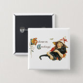 Vintage Halloween-Grüße Button (Vorne & Hinten)