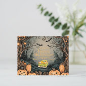 Vintage Halloween-Grüße Feiertagspostkarte (Stehend Vorderseite)