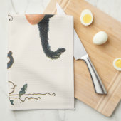 Vintage Halloween-Grüße, Kinderhexe mit Katze Geschirrtuch (Viertel Falte)