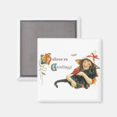 Vintage Halloween-Grüße Magnet (Vorderseite/Rückseite)